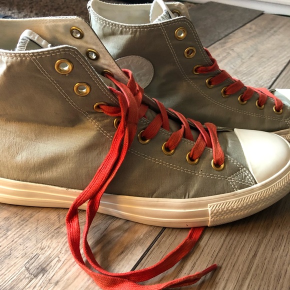 Custom Converse Boston High Tops Grey/Silver with Red Laces Men's Size 10 - Picture 15 of 15